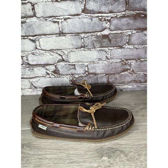 L.L. Bean Pebble Brown Leather Moccasin Slip On Loafers Shoes Men Sz 10M US/43EU - Picture 15 of 16